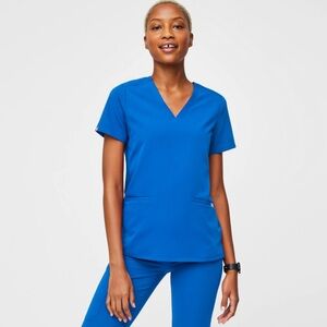 Figs Casma Scrub Top in Royal Blue